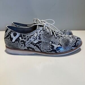 Rollie Derby Snake Print Leather Oxford Shoes Women's Size 39 8.5‎ 8